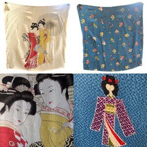 Pair of Rayon Japanese Scarves